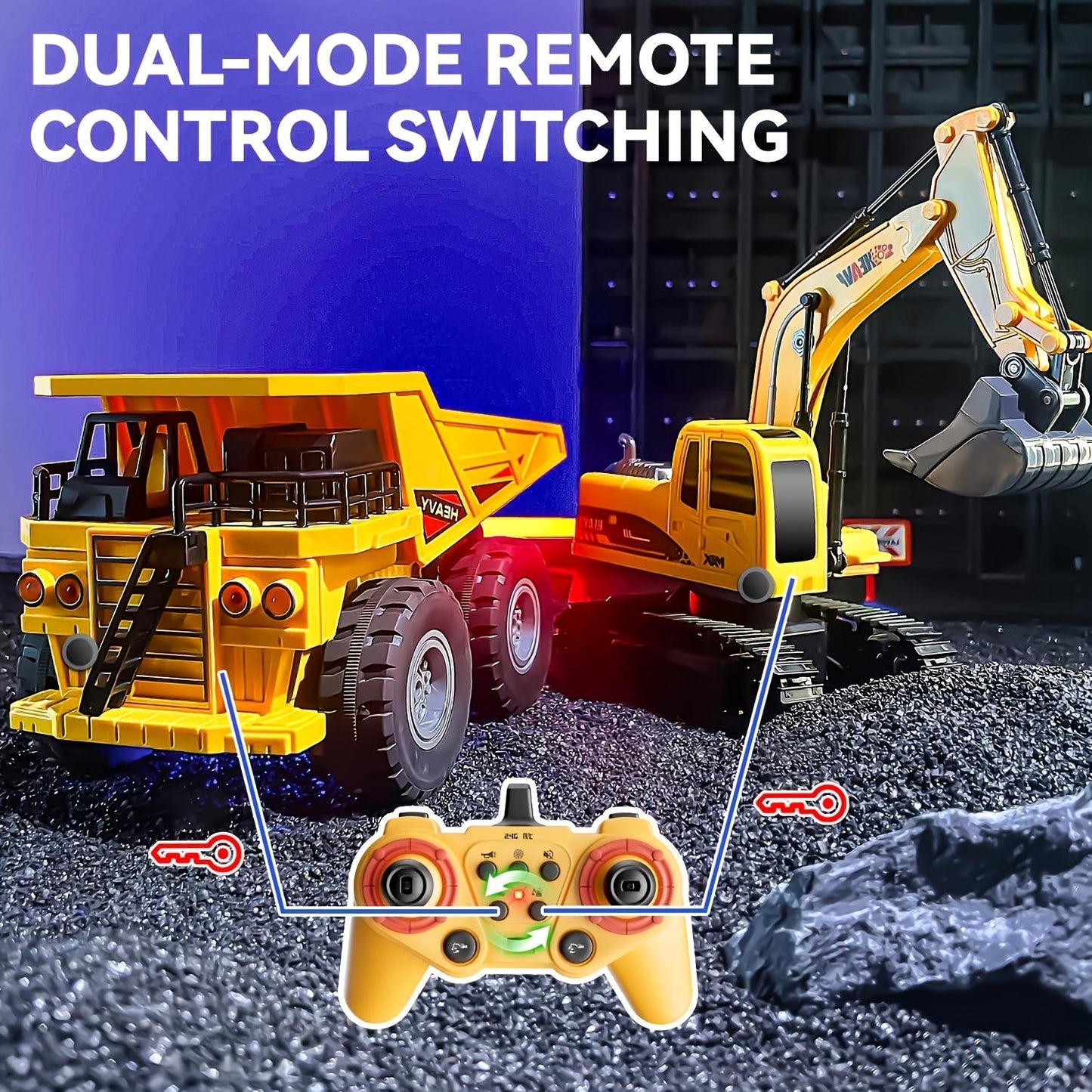 Remote Control Construction Vehicle Set for Kids - Educational Excavator & Dump Truck