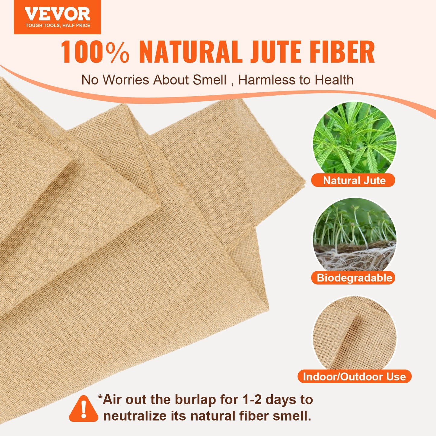 Burlap Fabric Roll 14x150 ft for Crafts & Garden Plants - Natural