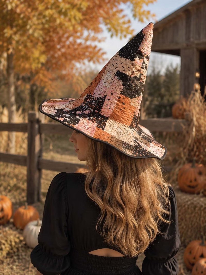 Embroidered Witch Hat 3D Digital Print Decoration
