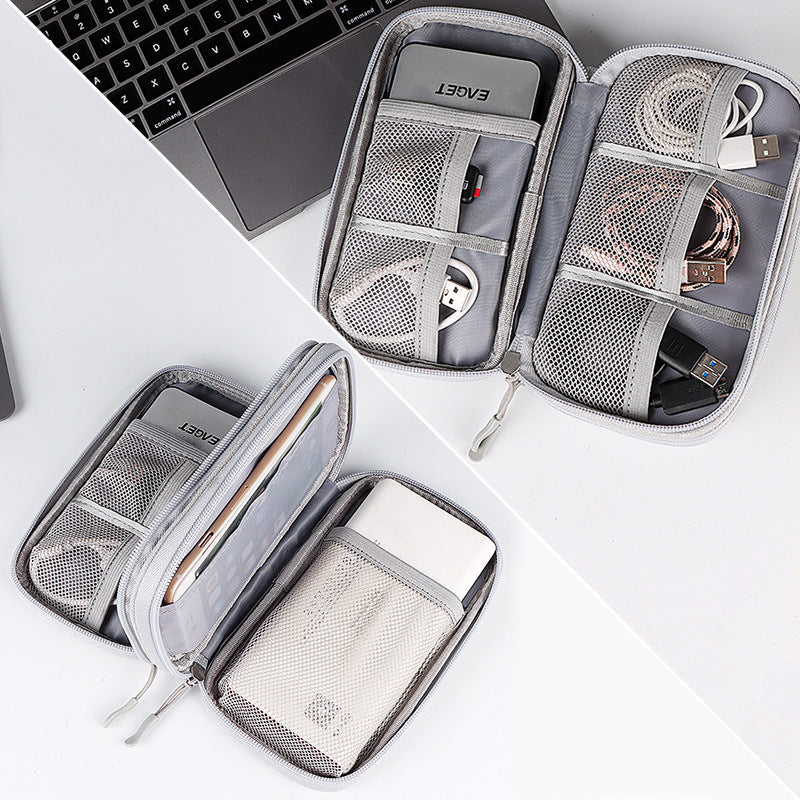 Multi-Compartment Charging Cable Organizer Bag with Double Layer Options