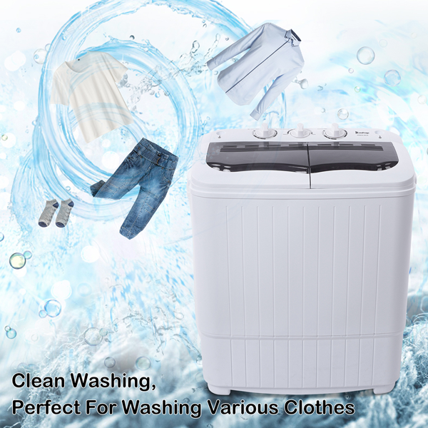 14.3lb Semi-Automatic Gray Washing Machine with Cover - Home Appliance