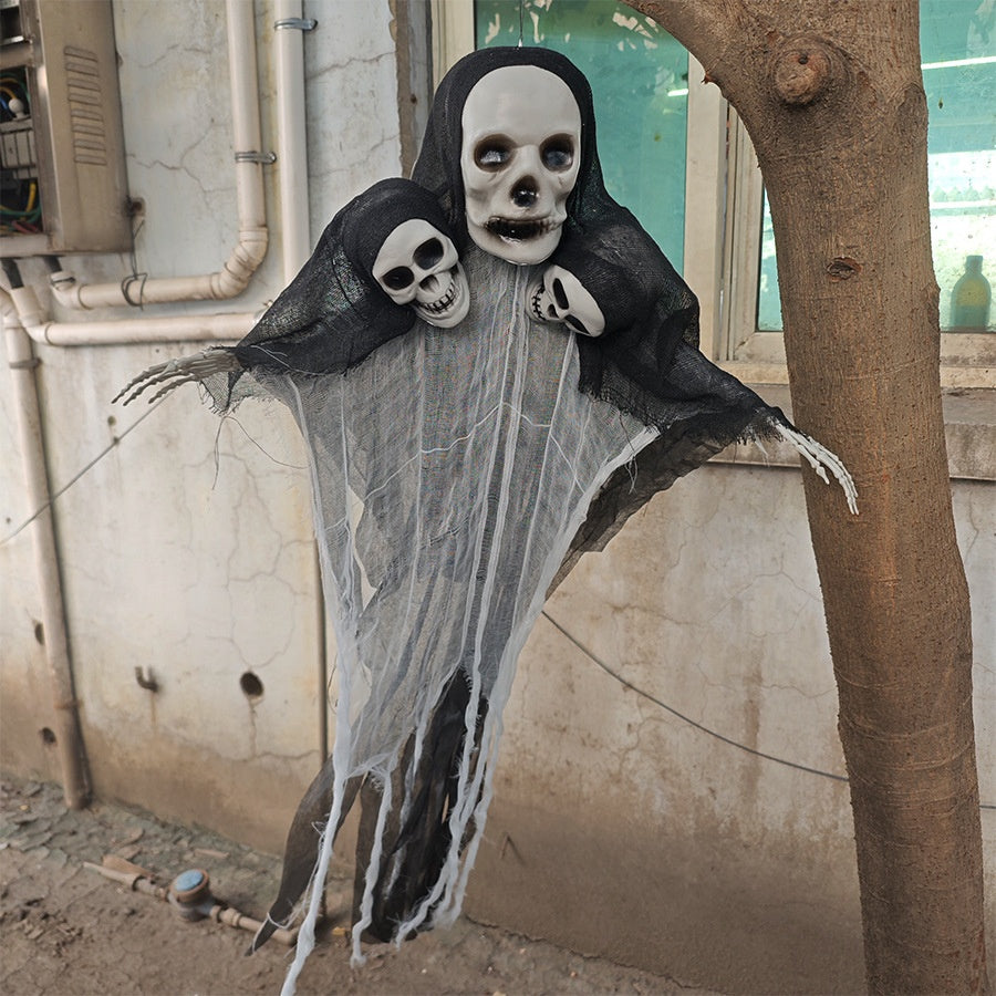 Halloween Ghost Prop with Hat - Three-Headed Decorative Ornament 95x72cm