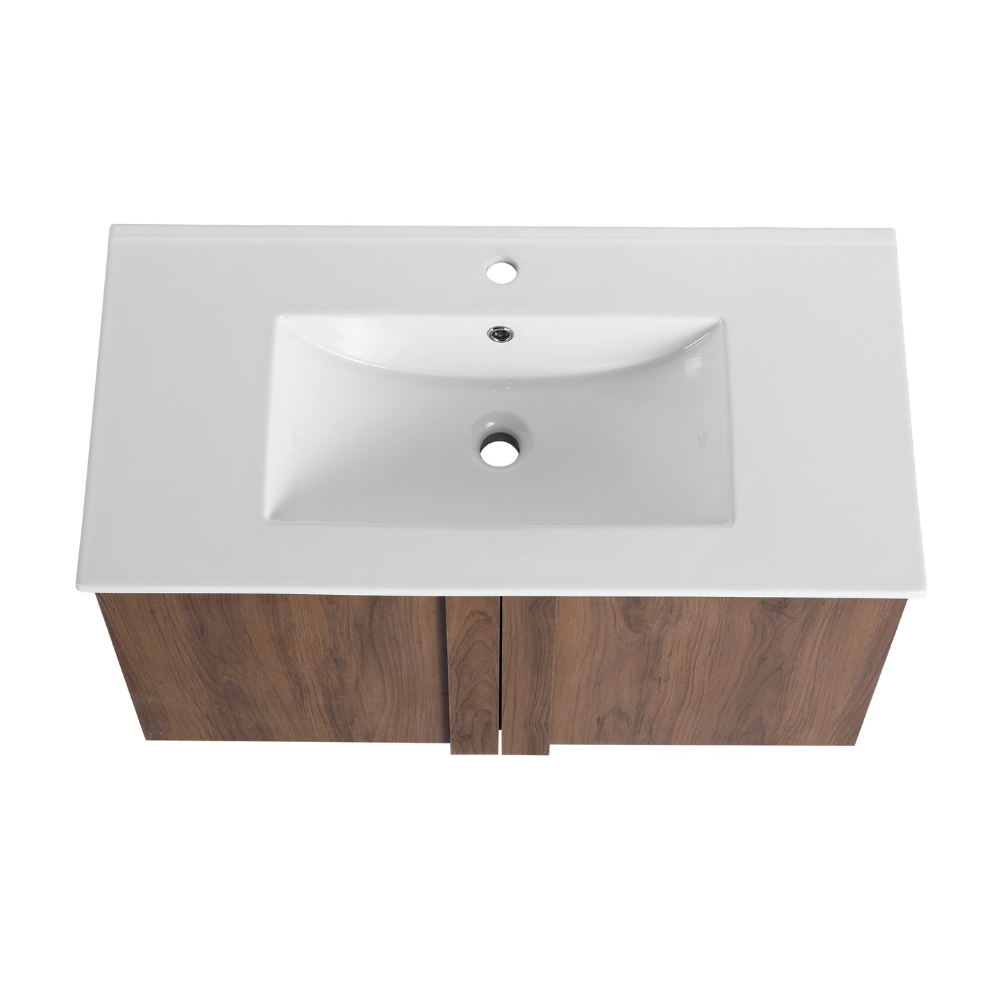 36" Wall-Mounted Bathroom Vanity with Sink - Brown Ebony