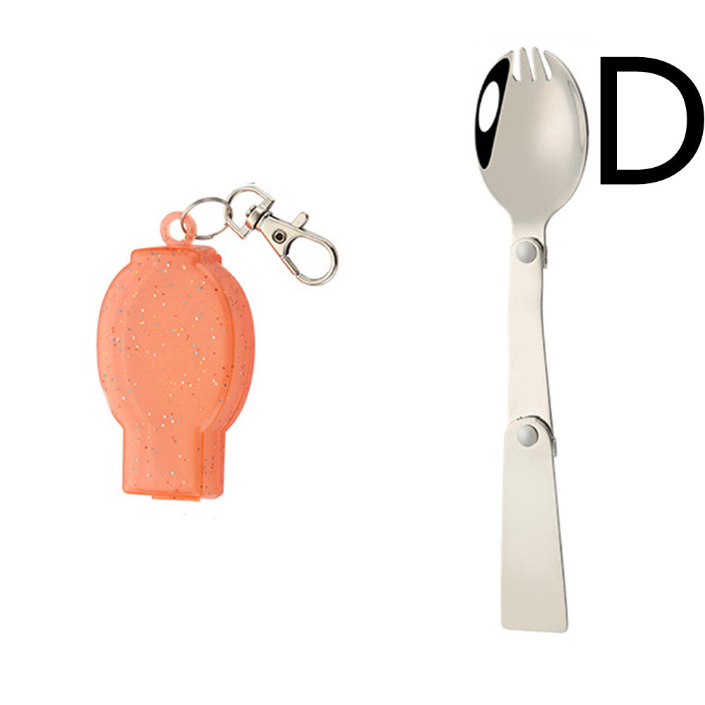 Stainless Steel Outdoor Folding Cutlery Set - Portable Spoon and Fork with Storage Box