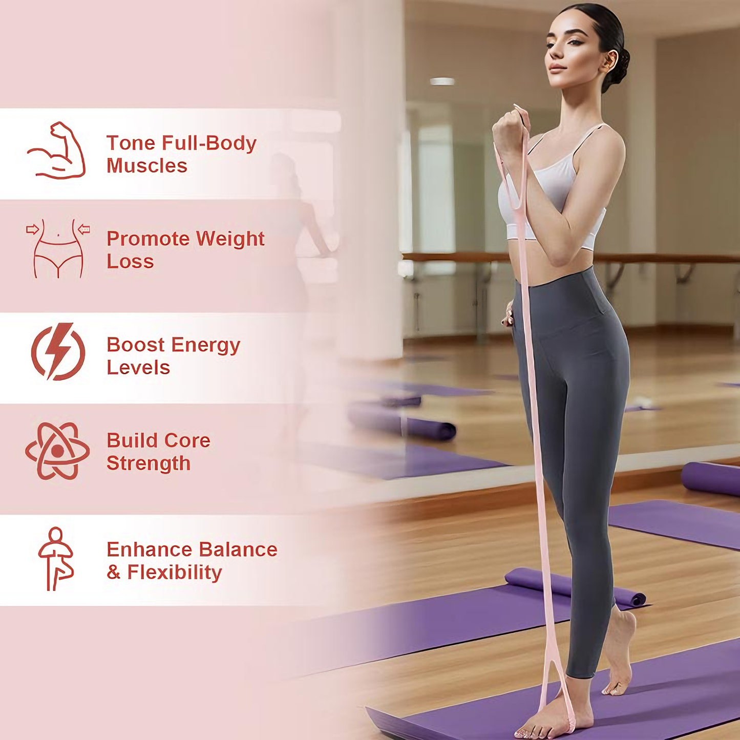 8-Shaped Silicone Yoga Resistance Band - Fitness Stretch Rope