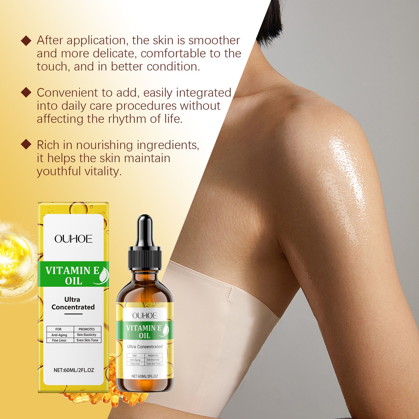 Vitamin E Essential Oil for Skin - Moisturizing Body & Face Treatment 60ml