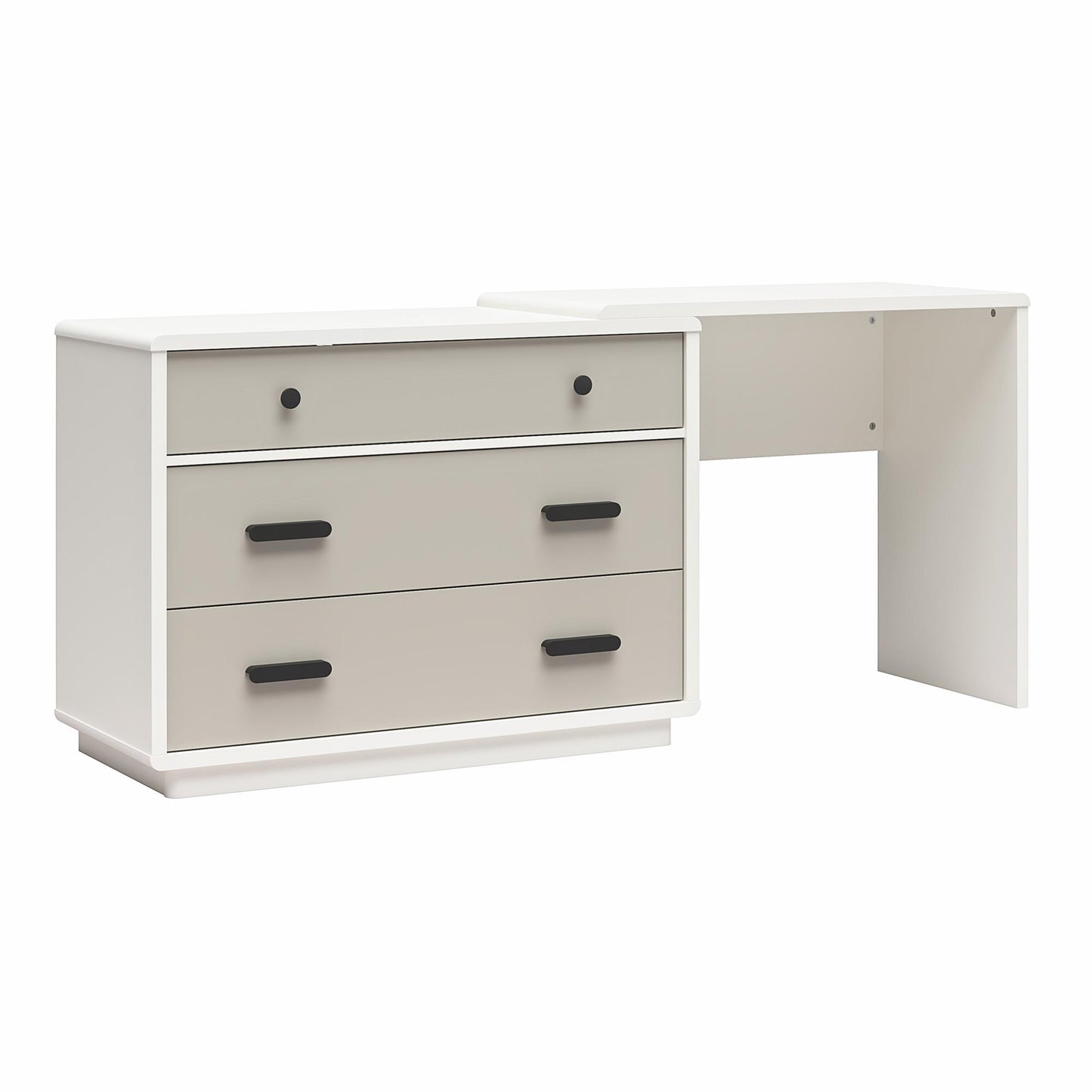 Valencia 3-Drawer Dresser and Desk Combo - Taupe