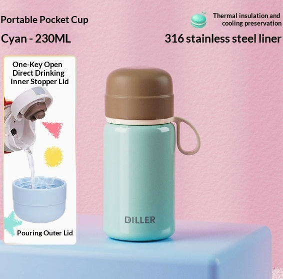 Mini Stainless Steel Water Bottle Pocket Thermos Compact Portable Drinkware