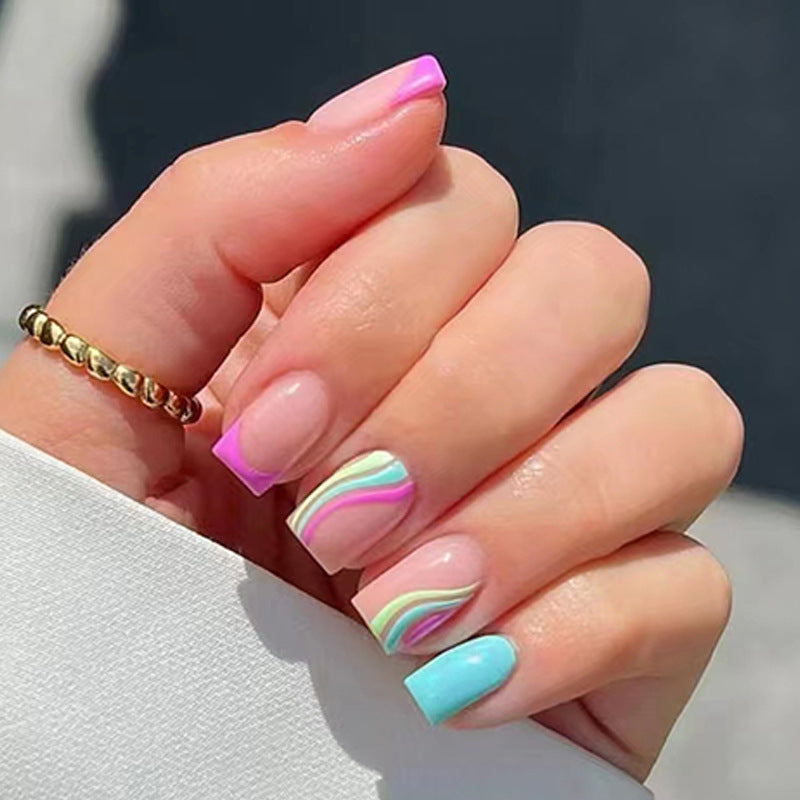 Multicolor Nail Sticker Set for Summer Nail Art - 24 Pieces