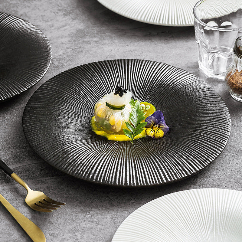 Ceramic Western Food Plate Set - Porcelain Dinner Flat & Shallow Plates