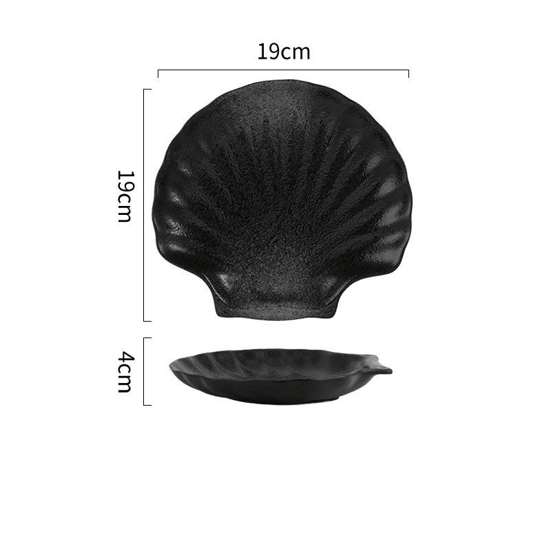 Ceramic Shell Plate for Kitchen & Dining - Irregular Shape, Microwave Safe