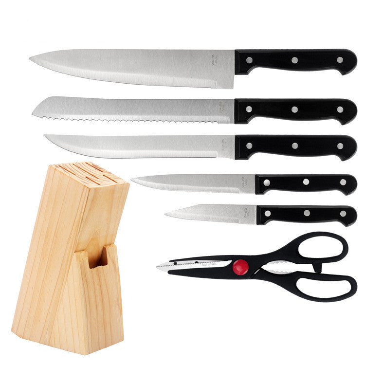 Multi-Functional 7-Piece Kitchen Knife Set - Stainless Steel Chef & Bread Knives