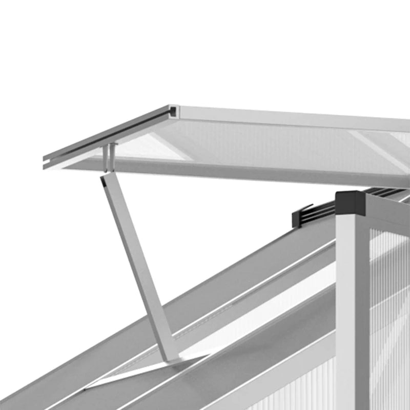 Walk-In Polycarbonate Greenhouse with Roof Vent & Rain Gutter - Silver, 8x6 ft