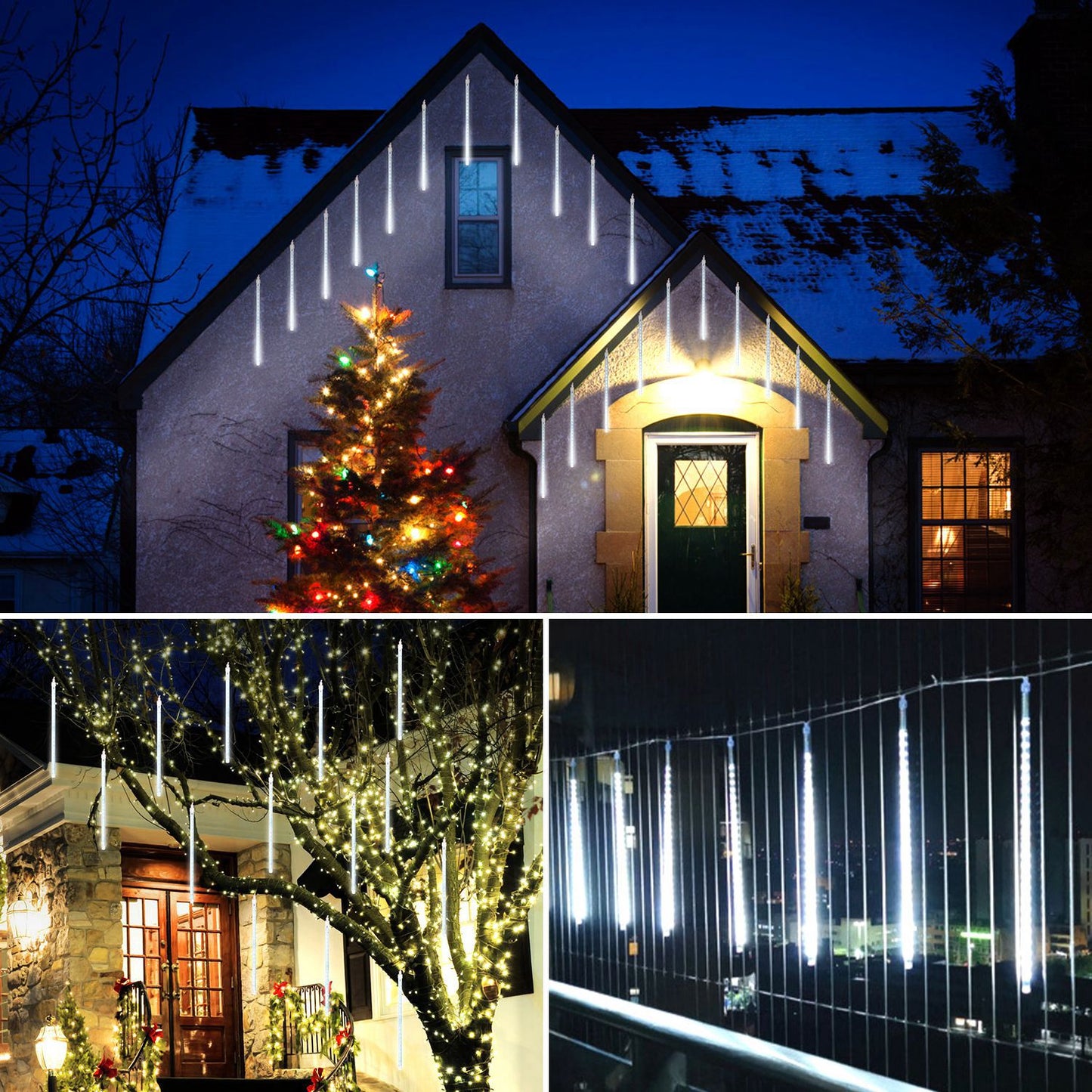 Solar Powered Meteor Shower String Lights - 9.84FT Decorative Raindrop Lights