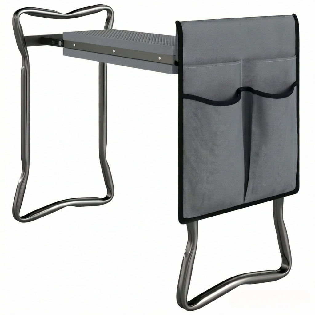 2-in-1 Garden Kneeler and Seat with EVA Pad and Tool Pouch - Grey