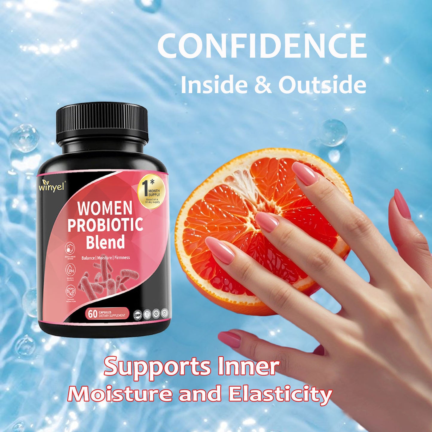 Women's Probiotic Supplement with Prebiotics for PH Balance - 60 Count