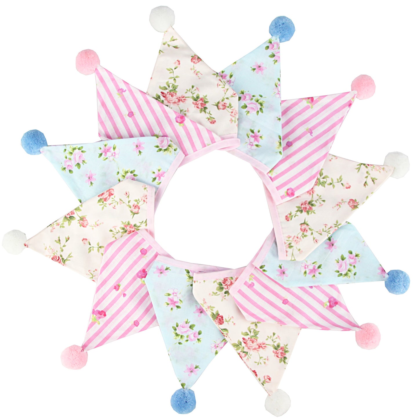 Cotton Wool Ball Triangle Flags Set for Home & Party Decor - 3.2m Length