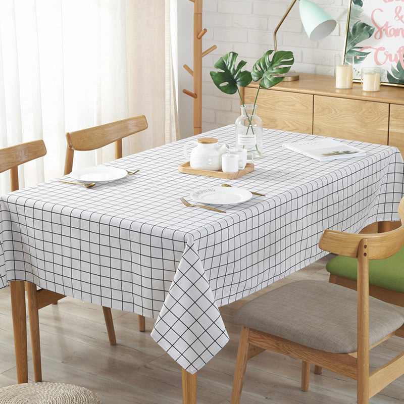 Checkered Tablecloth - Gray, Black & White Modern Rectangular Cover, Multiple Sizes