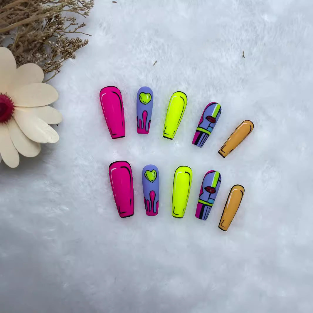 Handmade Press-On Nail Art Set - Elegant Wearable Artificial Nails