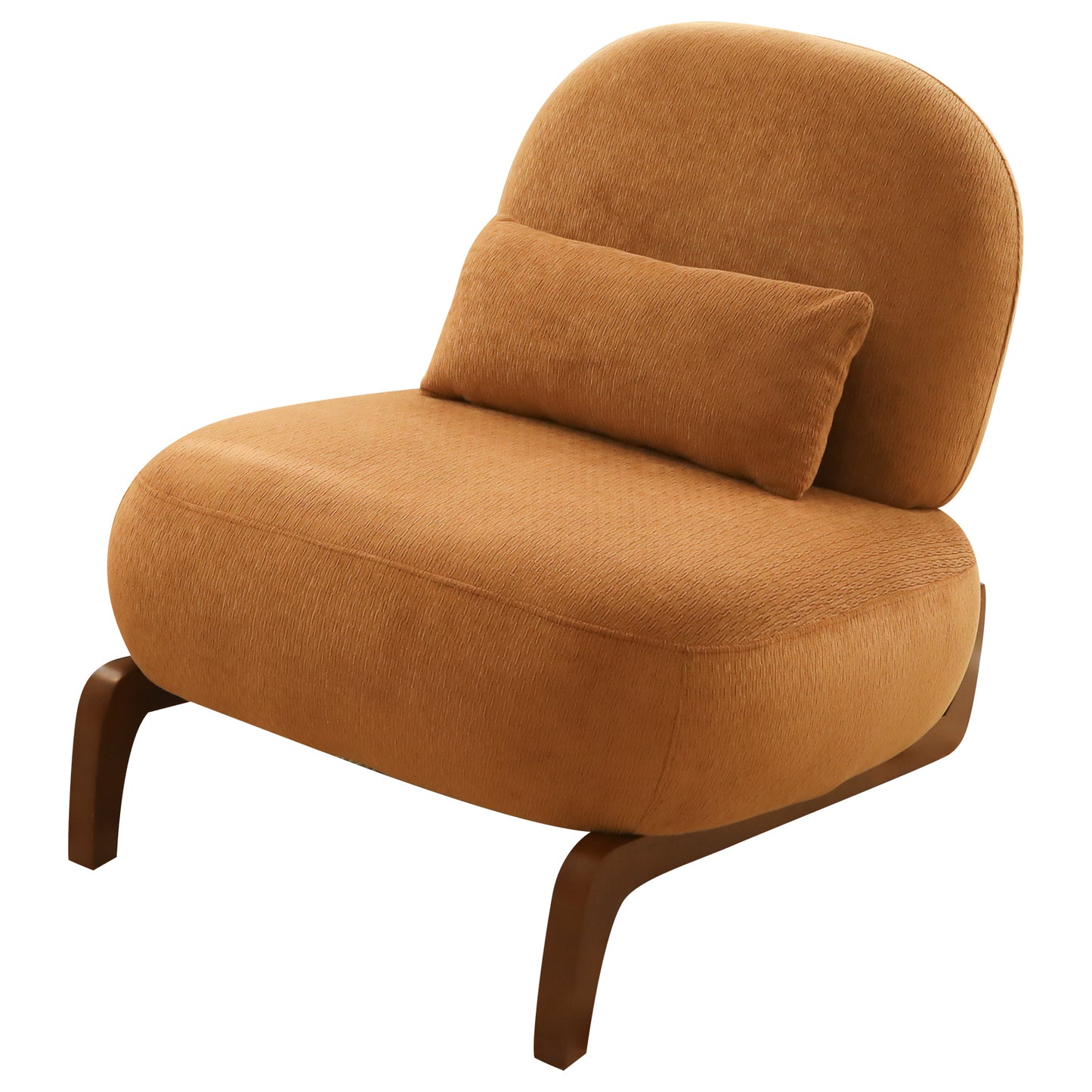 Cozy Armless Accent Chair with Solid Wood Legs - Caramel