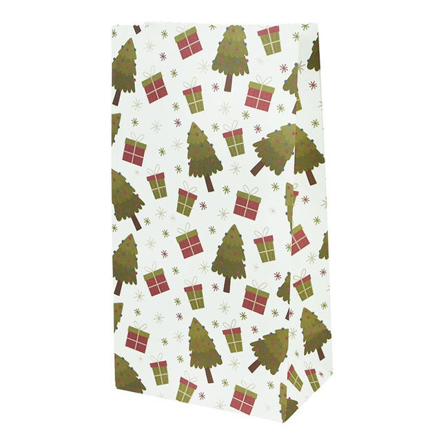 Christmas Printed Kraft Paper Candy & Biscuit Bags - Holiday Party Supplies