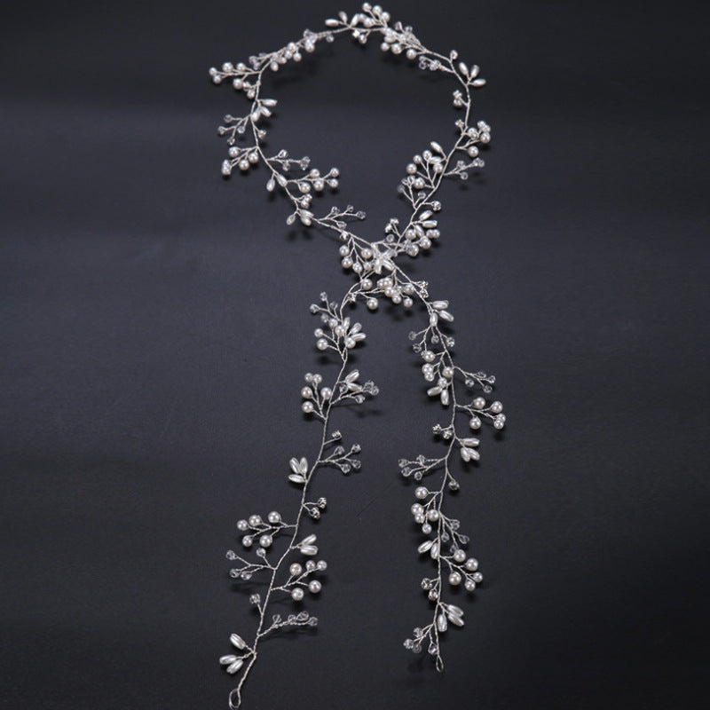 Crystal Pearl Wedding Headband - Adjustable