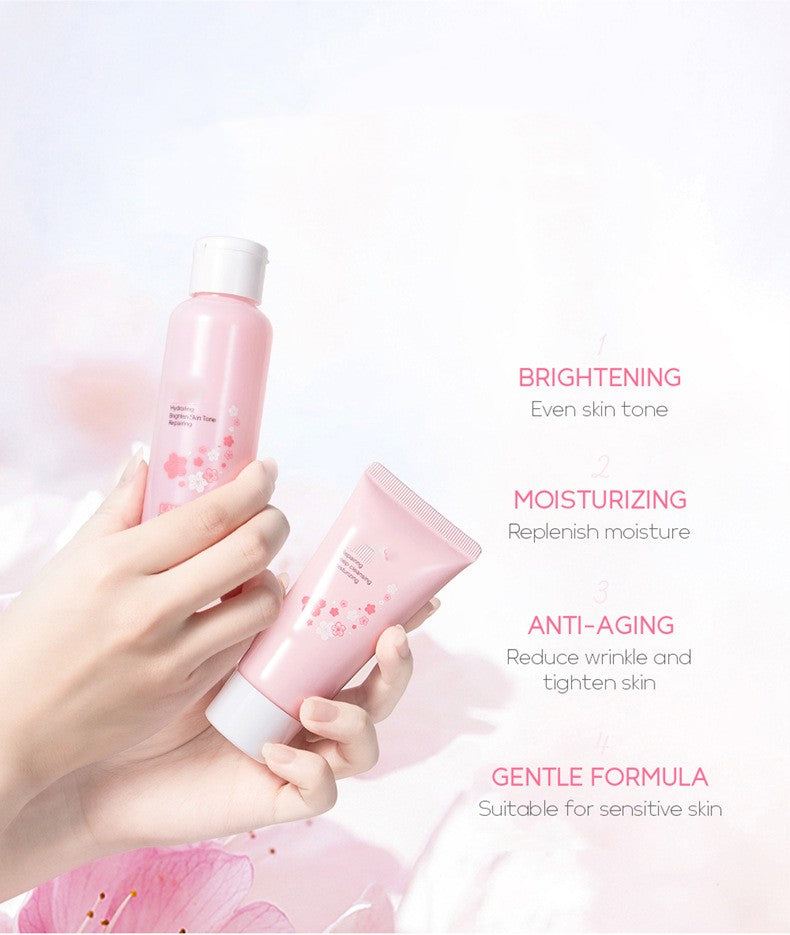 Cherry Blossom Skin Care Set - 6-Piece Facial Cleansing Kit for All Skin Types