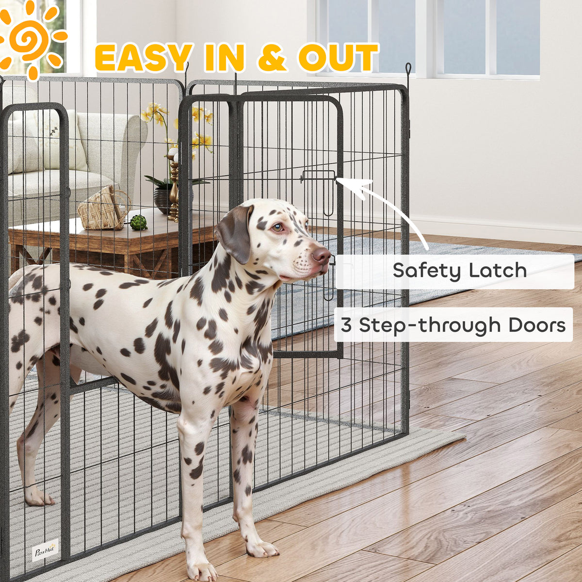 Dog Playpen with Lockable Doors - 24 Panels Indoor Outdoor Exercise Fence, Gray
