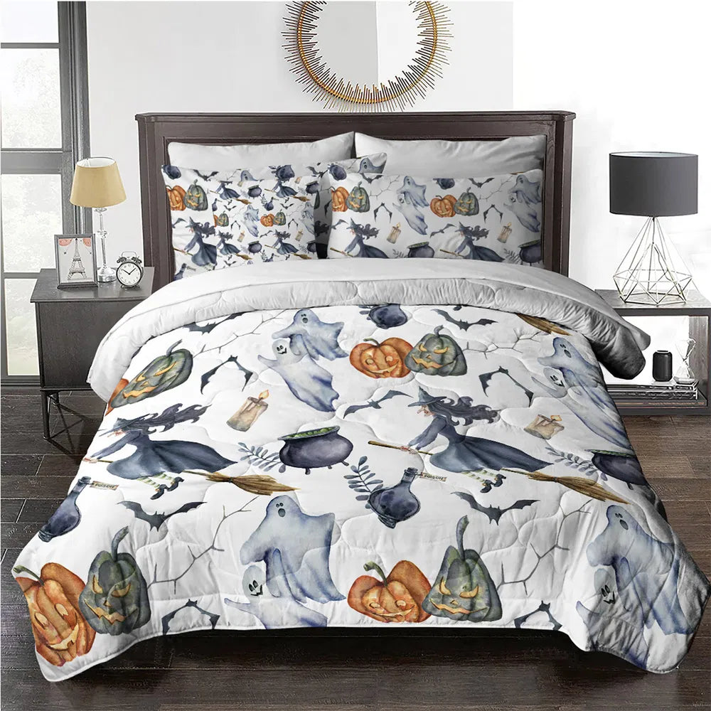 Halloween Comforter Set - 8 Piece Witch Pattern Bedding Set