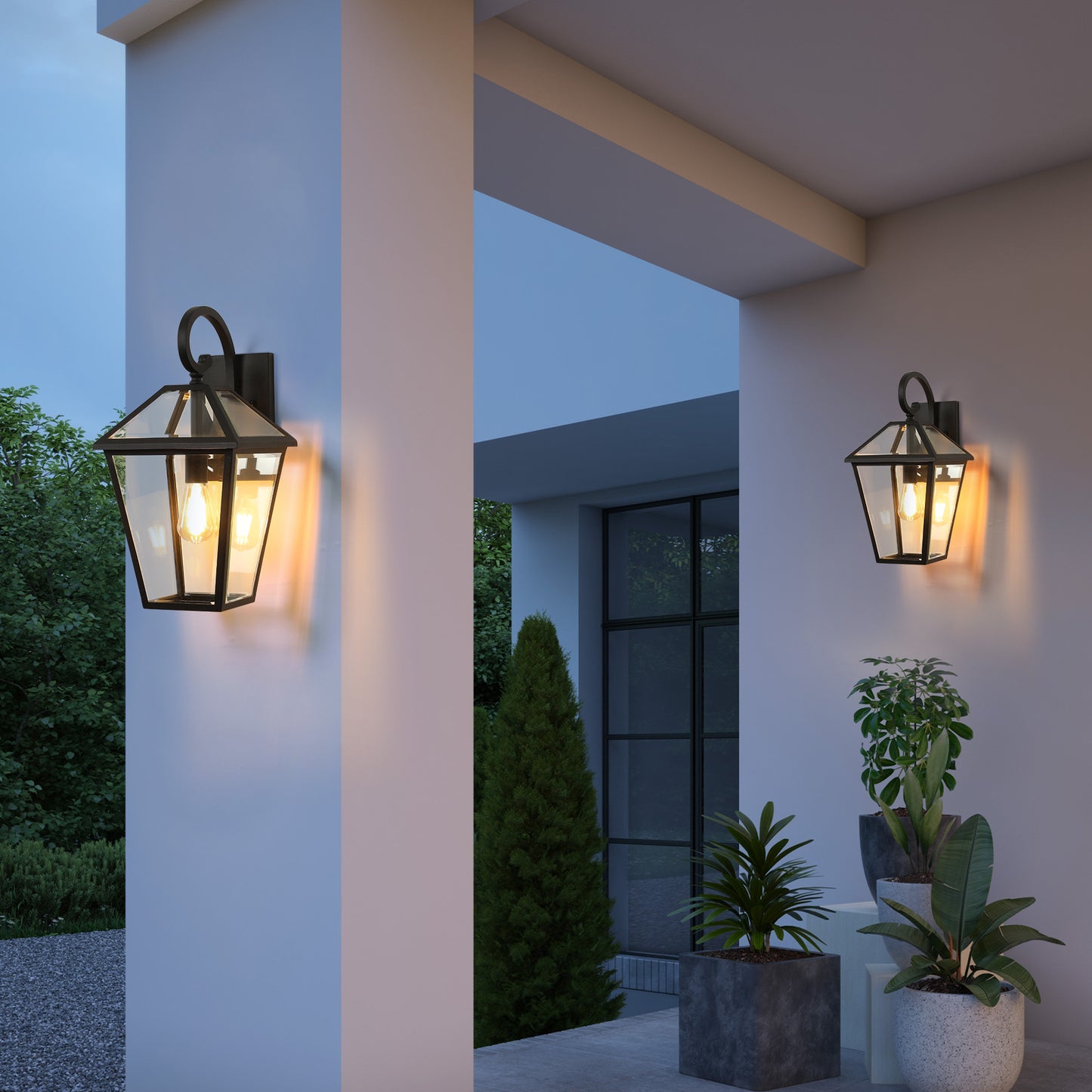 Outdoor Wall Lanterns - Vintage Black Weatherproof Sconce, 2-Pack