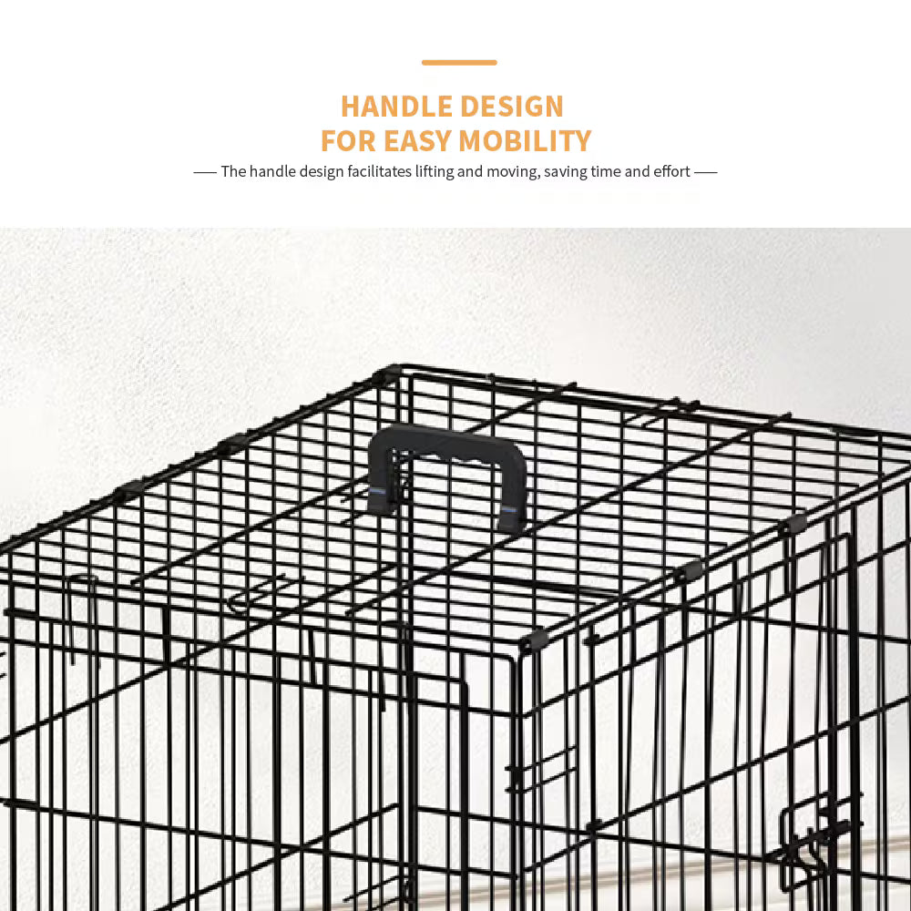 30-Inch Black Wire Dog Cage with Double Lock & Double Door