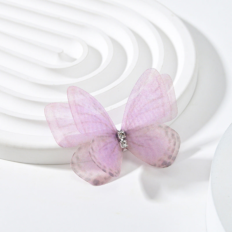 Double Layer Mesh Butterfly Jewelry Headdress with Floral Print - DIY Handmade