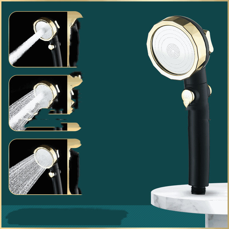Supercharged Shower Head Black Gold High Pressure Bathroom Fixture