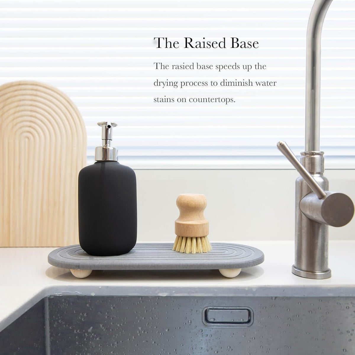 Bamboo Bathroom Drain Coaster with Feet - Quick-Drying Water Tank Rack 30x10cm