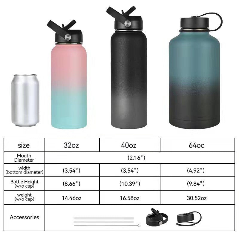 Stainless Steel Water Bottle with Leak-Proof Lids & Keeps Beverages Cold or Warm