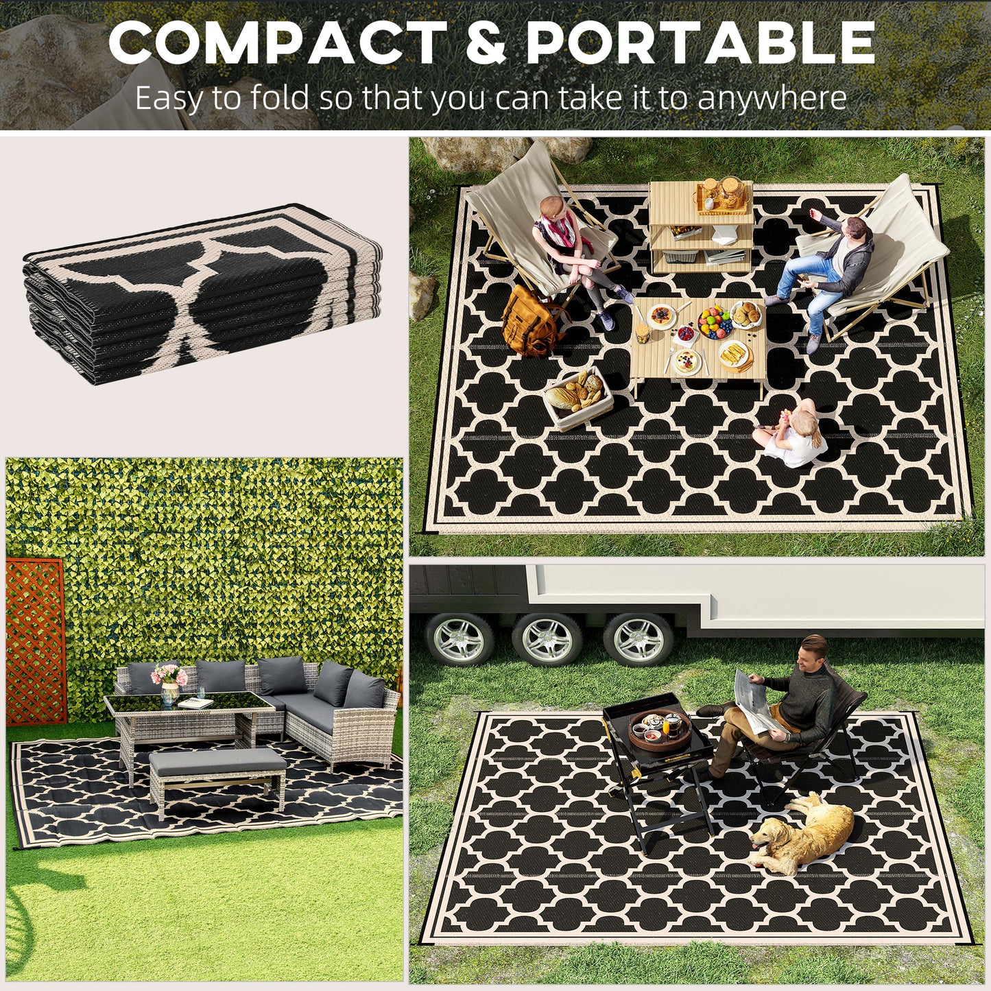 Waterproof Reversible Outdoor Rug - Perfect for Camping & Picnics