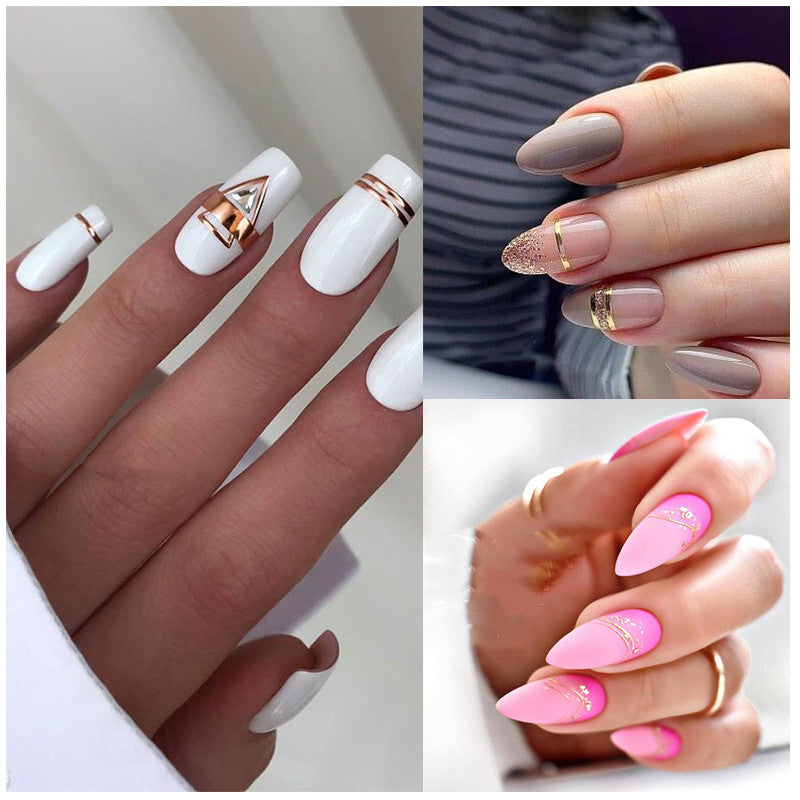 French Rose Gold Striping Tape for Nail Art - Geometric Design, Multiple Styles