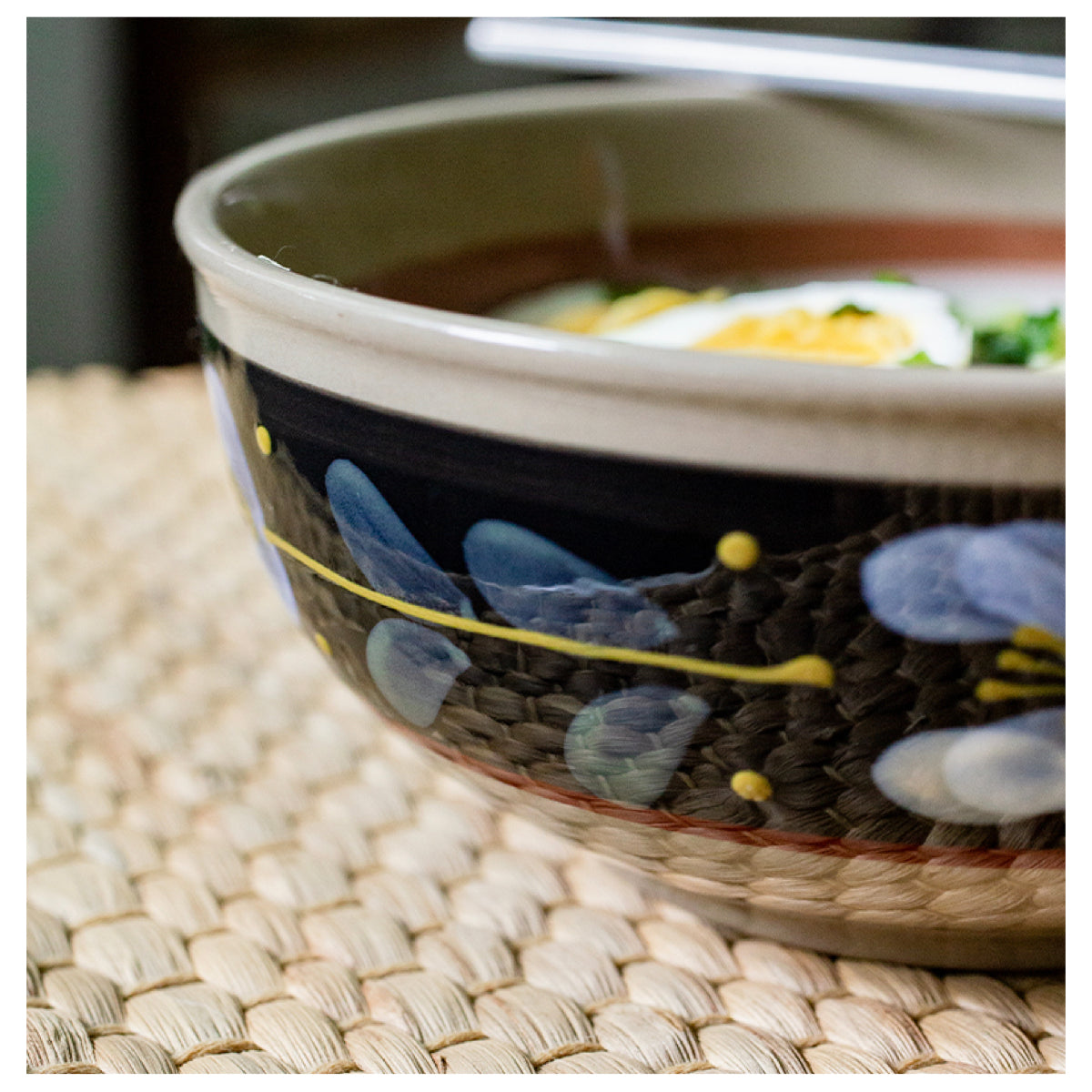 Hand Painted Ceramic Soup Bowl - Creative Flower Design, 7 Inch Multi-Color