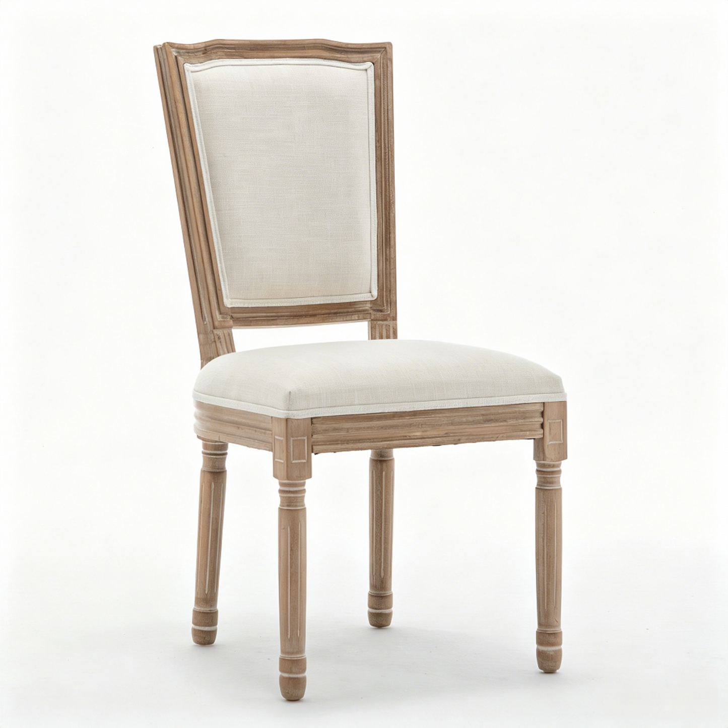 Farmhouse Dining Chairs - Solid Wood Frame with Cushioned Seat, Set of 2, Beige