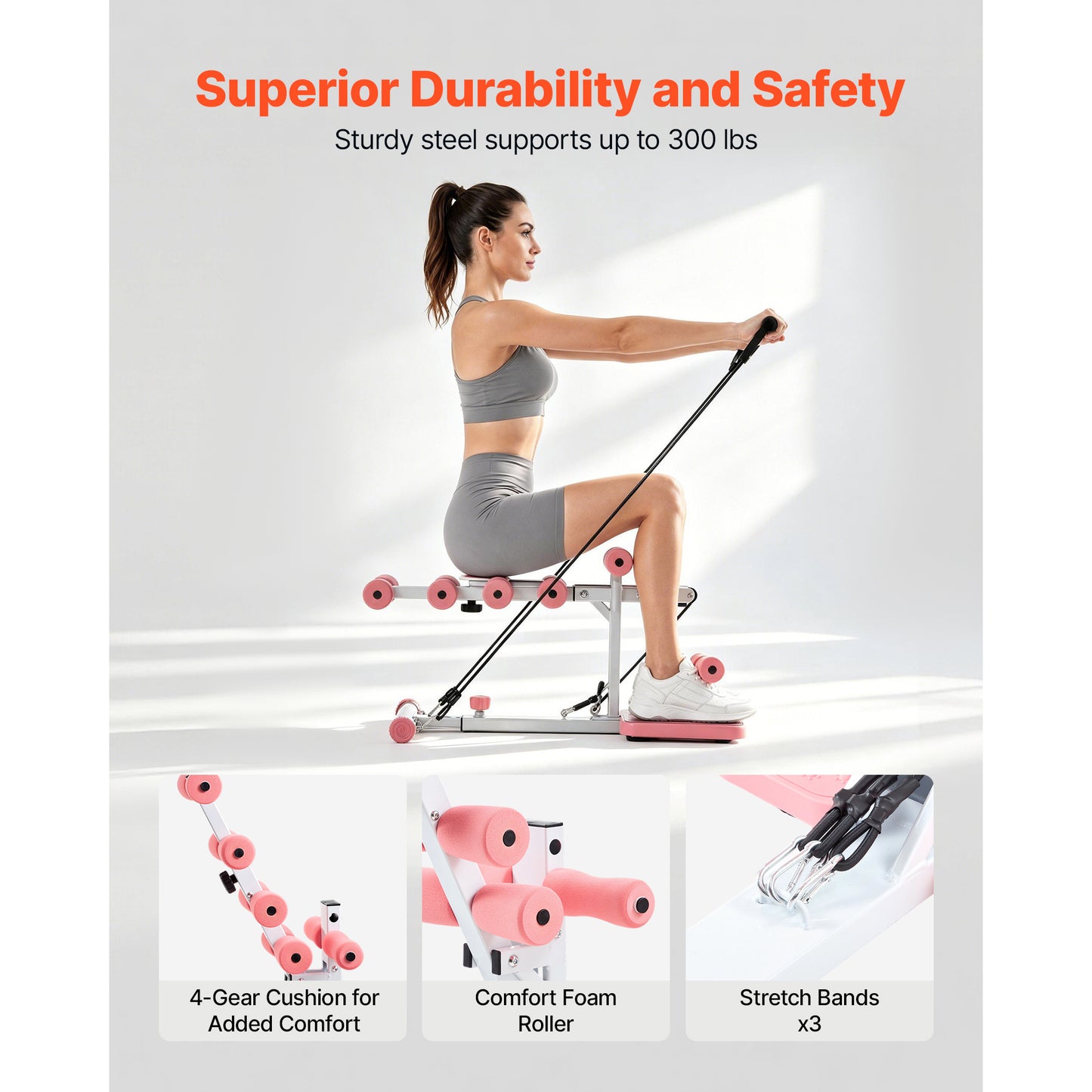Adjustable Glutes & Leg Workout Machine with Resistance Bands for Home Gym