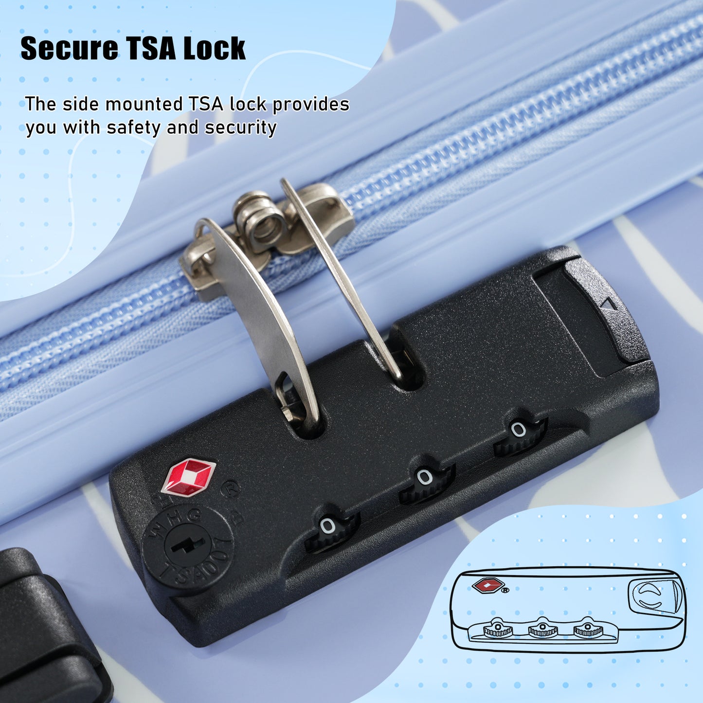 6-Piece ABS Hardside Luggage Set with TSA Lock - Blue