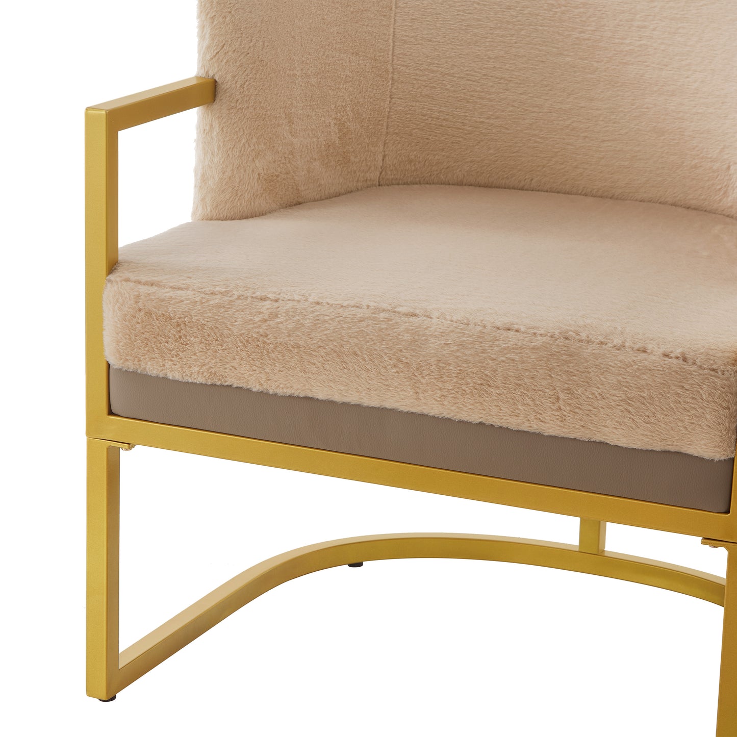 Cozy Upholstered Accent Chair with Gold Metal Frame - Brown