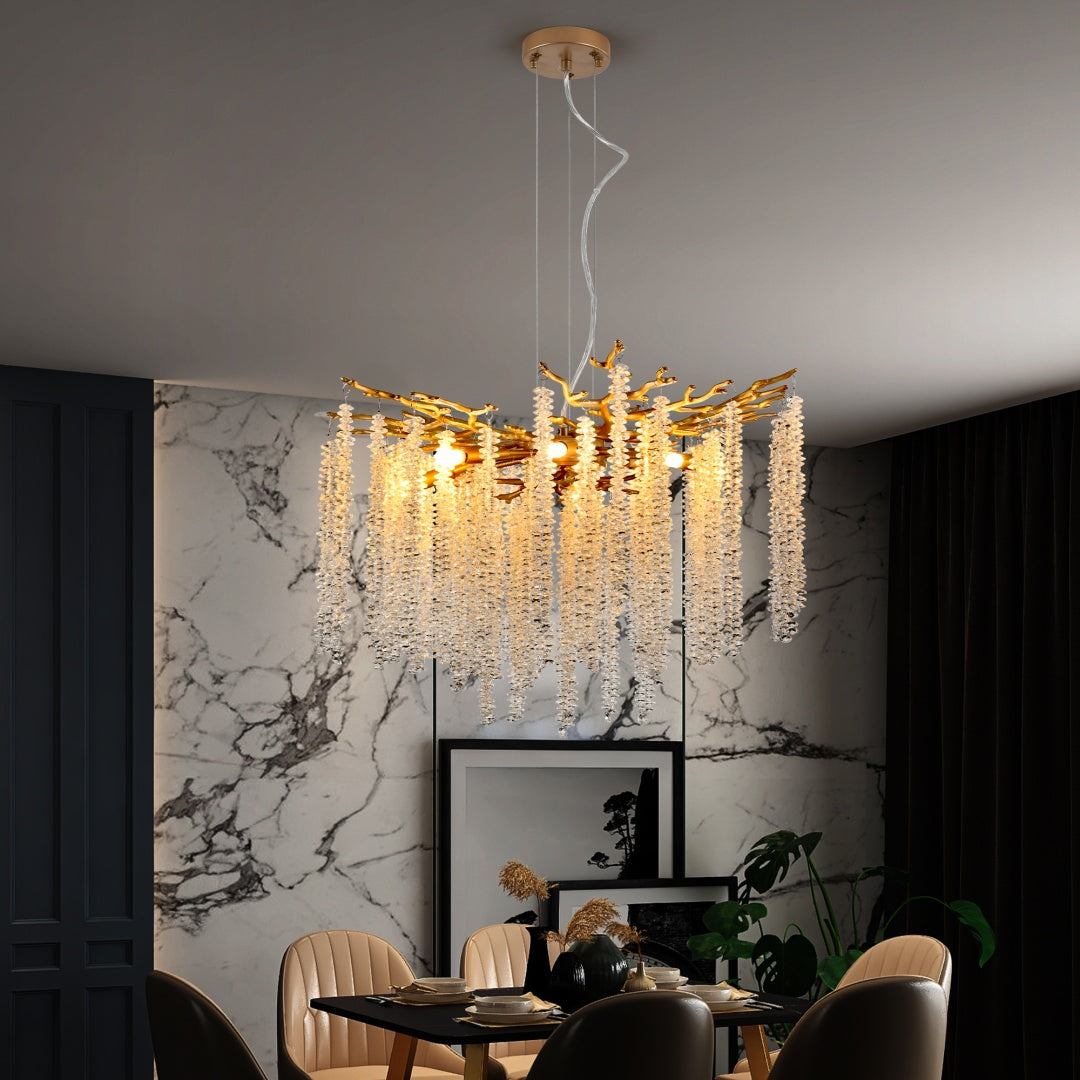 24-Inch Modern Gold Pendant Light with Crystal Strands