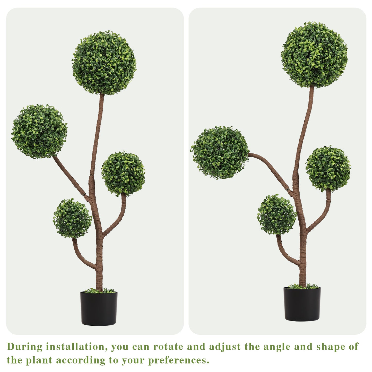 4FT Tall Artificial Boxwood Topiary Tree - Faux Green Plant
