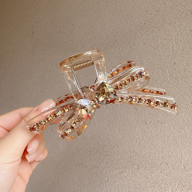 Acrylic Crystal Bow Hair Clip for Women