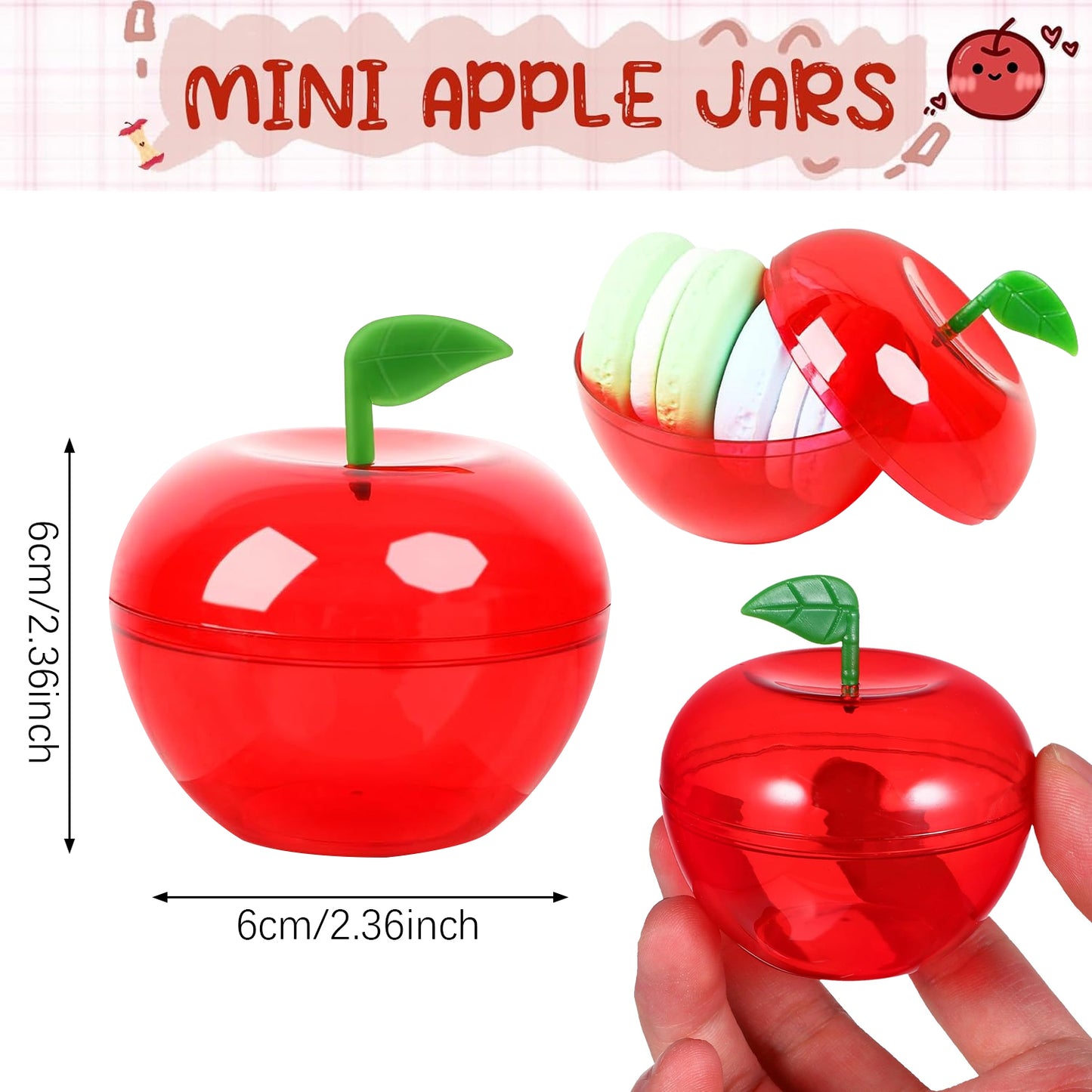 20 Pcs Red Mini Plastic Apple Candy Jars - Party Favors