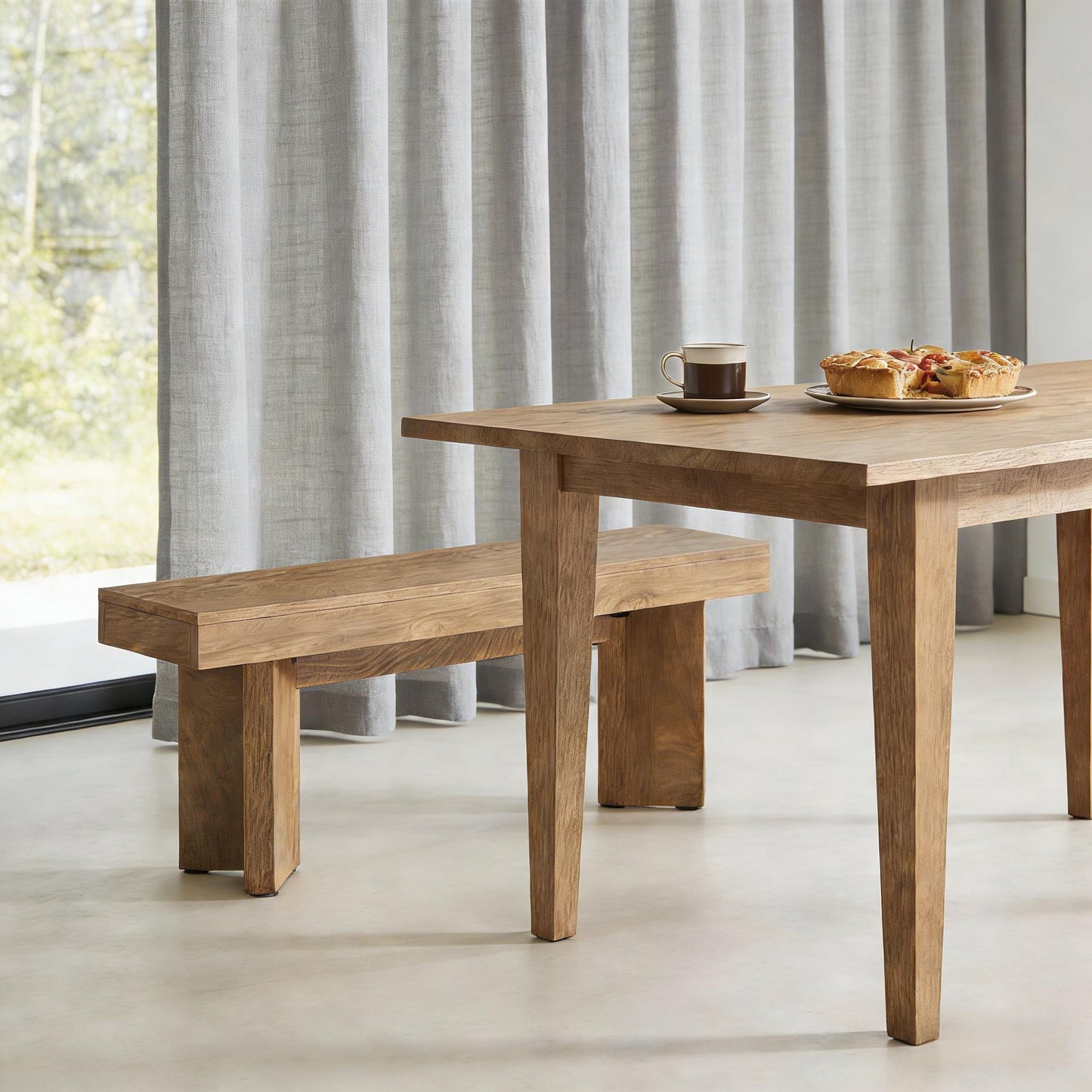 Rustic Brown Dining Bench - Nordic Style Kitchen Seating