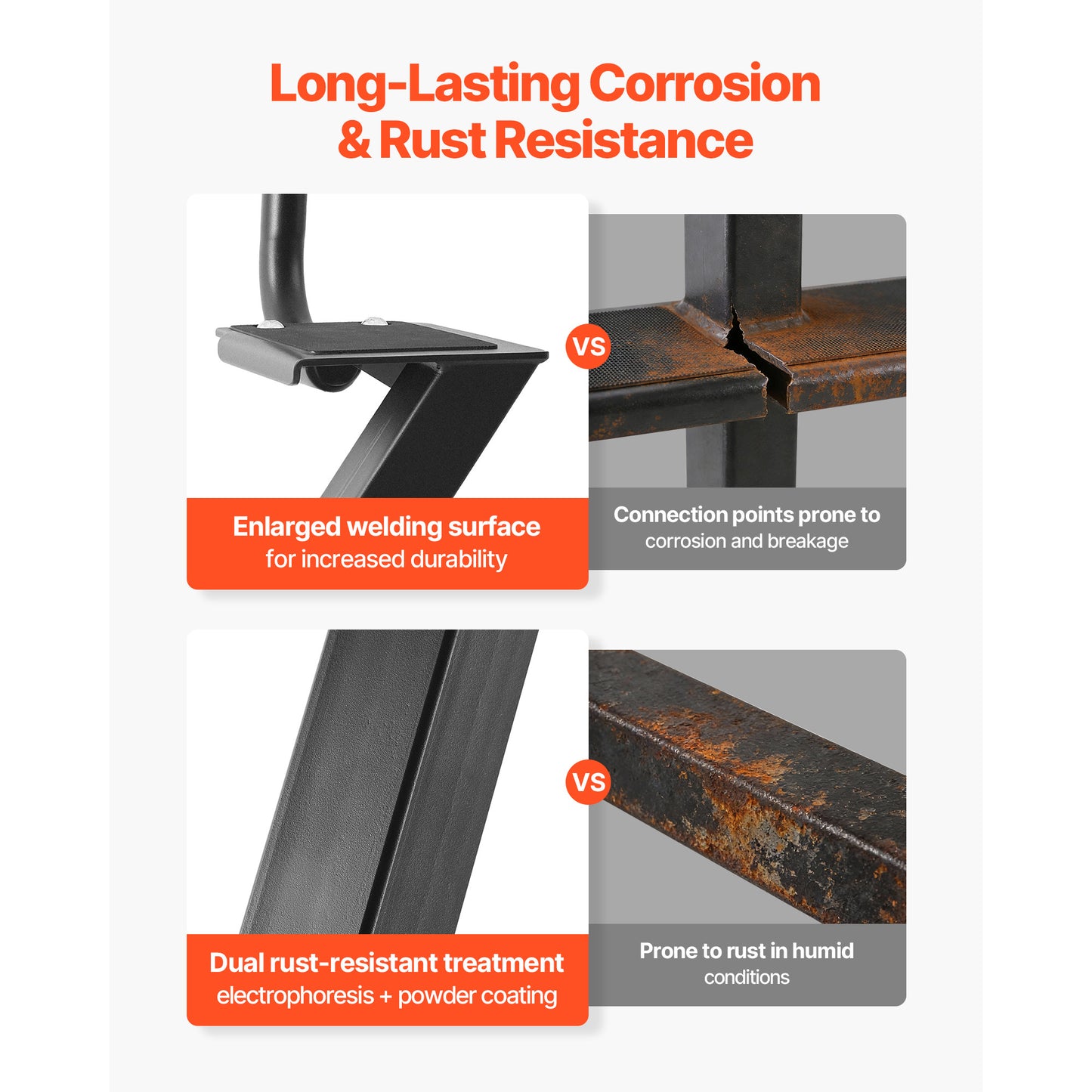 Heavy-Duty Boat Trailer Steps with Handle - Non-Slip Carbon Steel Ladder, Side Mounting