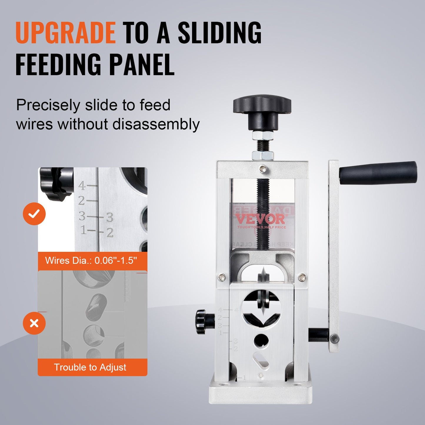 Manual Wire Stripping Machine - Copper Stripper with Hand Crank, Portable Aluminum Frame