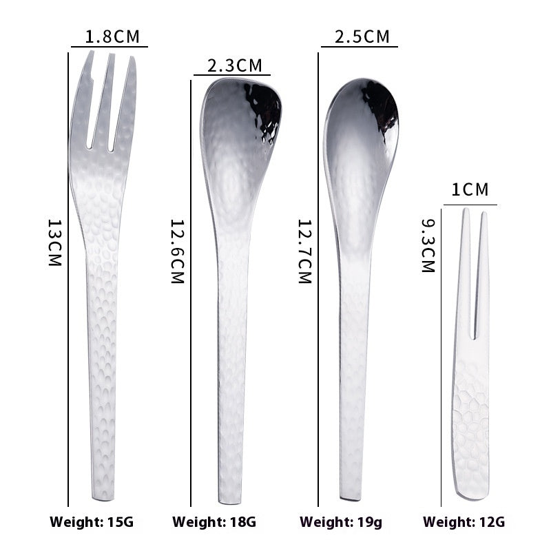 Japanese Style Stainless Steel Dessert Spoon Fork Set Kitchen Utensils
